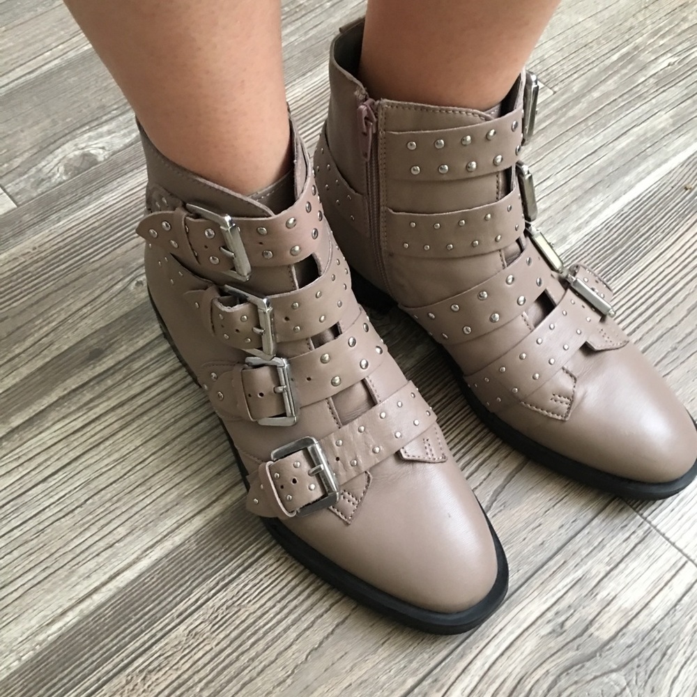 TOP SHOP studded taupe boots